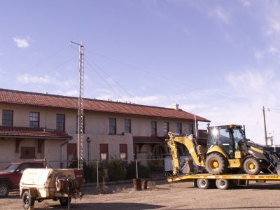Special Event Station setup at the Clovis Railroad Museum
25 ft tower with G5RV. 
