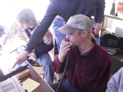 Gordon
Gordon (KC5VOX) operating the special event station with Andrew (Boy Scout) logging the contacts.
